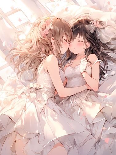 サンプル画像6:ウエディングドレス美少女（百合）チューして(Dresscco) [d_276879]