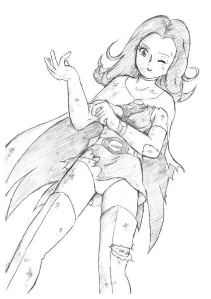 サンプル画像3:懐かしアニメの推しの戦うヒロインを描いてみた with ダメージ Ver.(丁字屋残党) [d_276894]