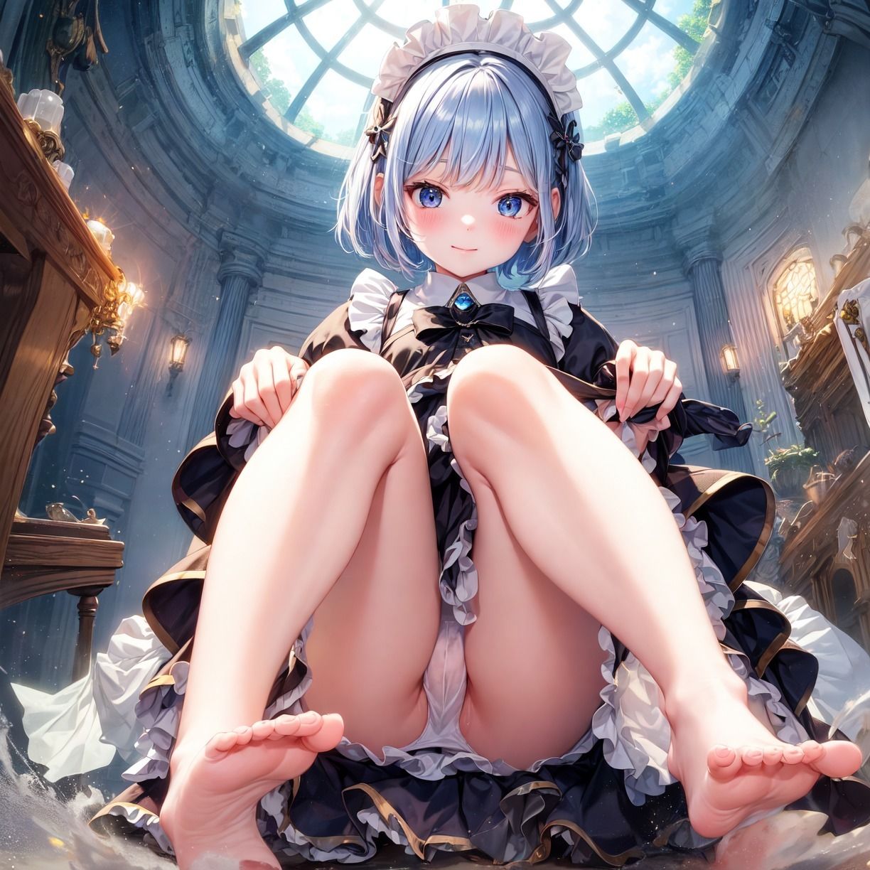 サンプル画像2:【AI作品】たくし上げロ●メイド(緑のおっさん) [d_276966]