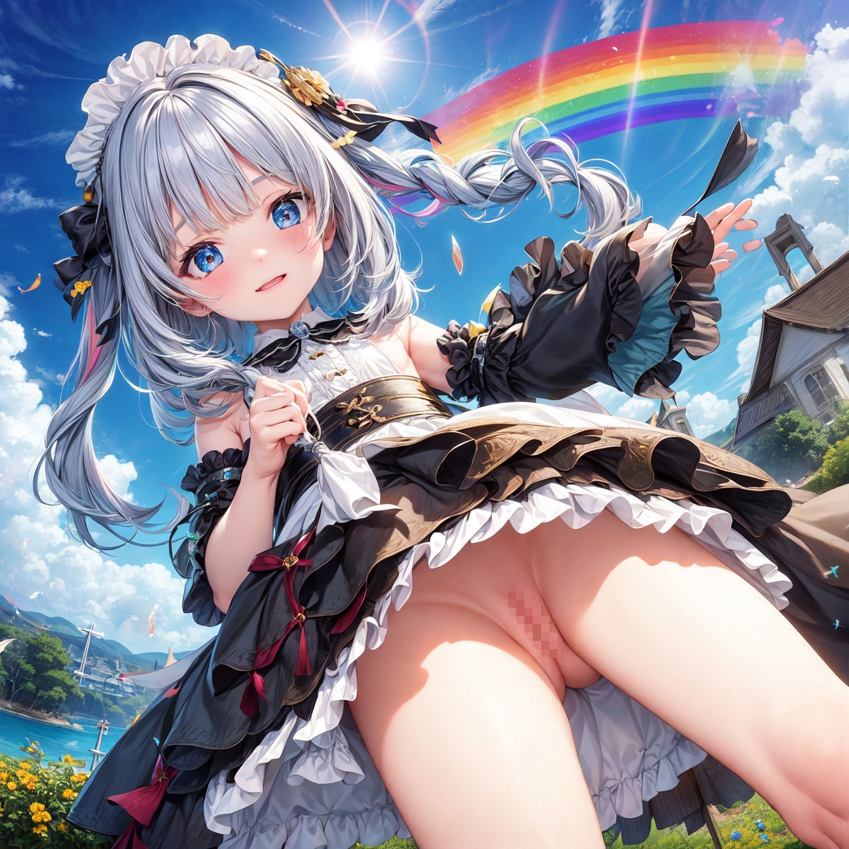 サンプル画像3:【AI作品】たくし上げロ●メイド(緑のおっさん) [d_276966]