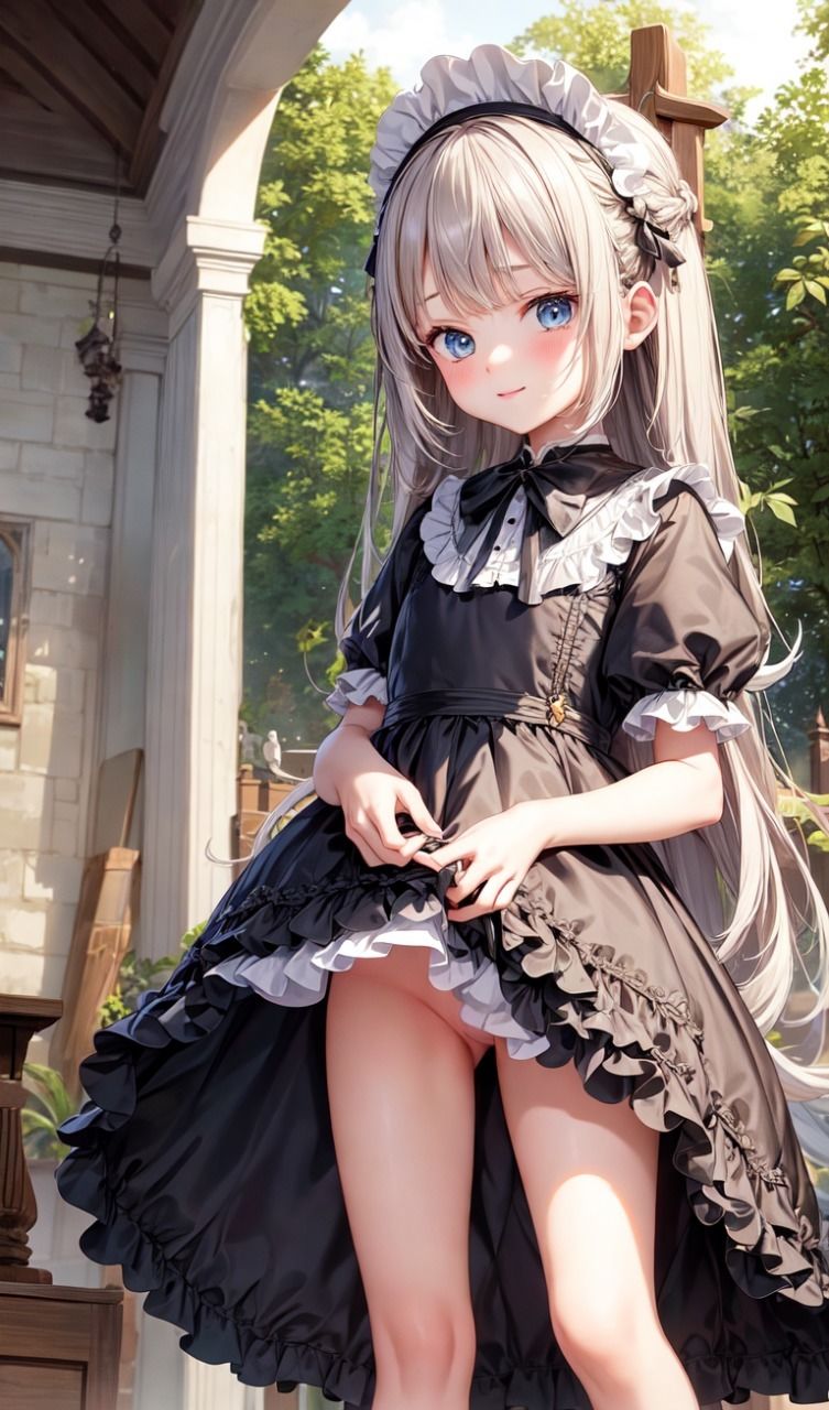 サンプル画像4:【AI作品】たくし上げロ●メイド(緑のおっさん) [d_276966]