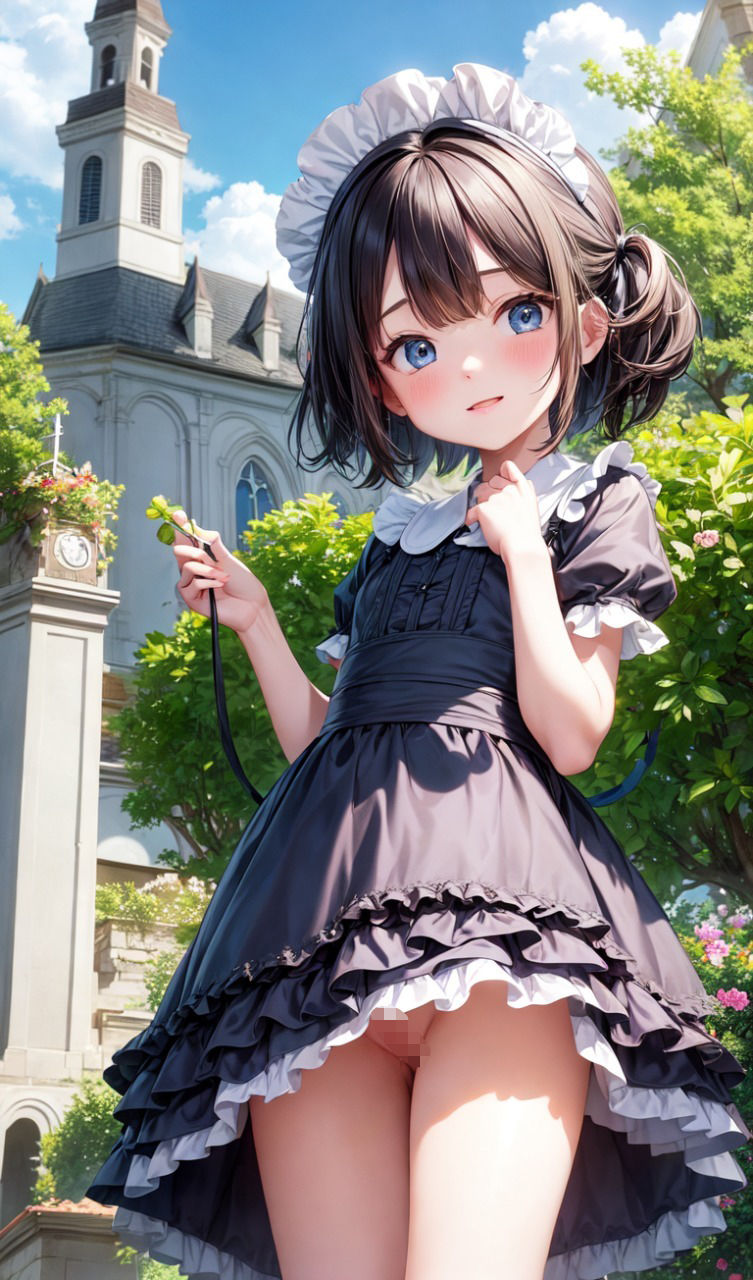 サンプル画像5:【AI作品】たくし上げロ●メイド(緑のおっさん) [d_276966]