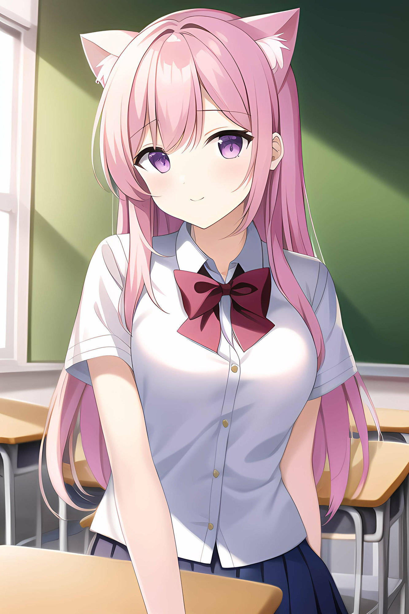 サンプル画像1:桃猫ちゃん 学生服(AIのおかず) [d_277511]