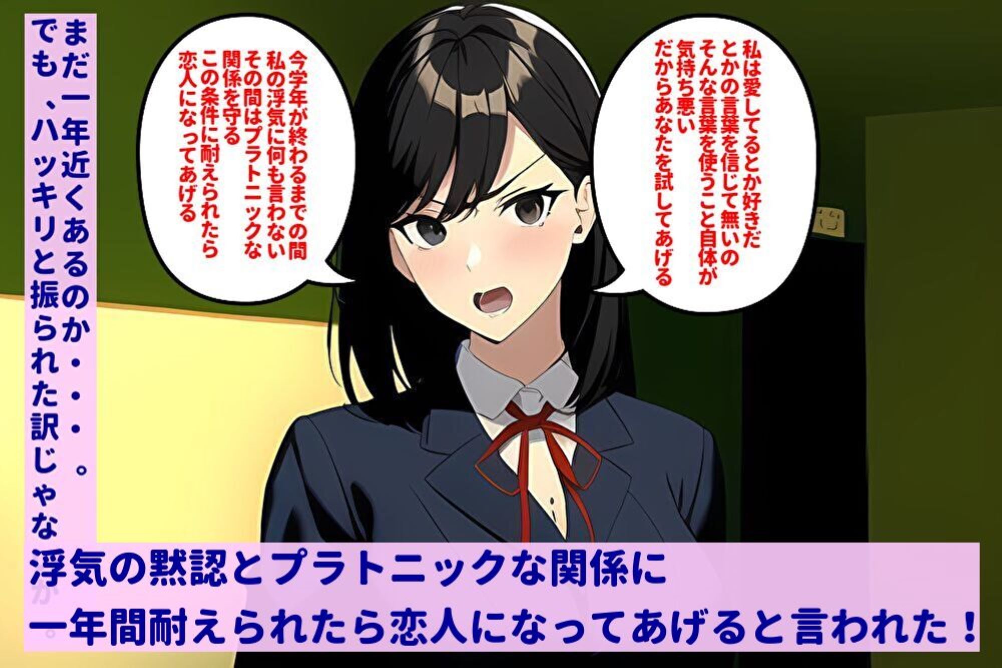 サンプル画像5:巨乳な学校一のビッチに一目惚れして告白したら、浮気の黙認とプラトニックな関係に一年間耐えられたら恋人になってあげると言われた話(暇人クラブ) [d_277747]