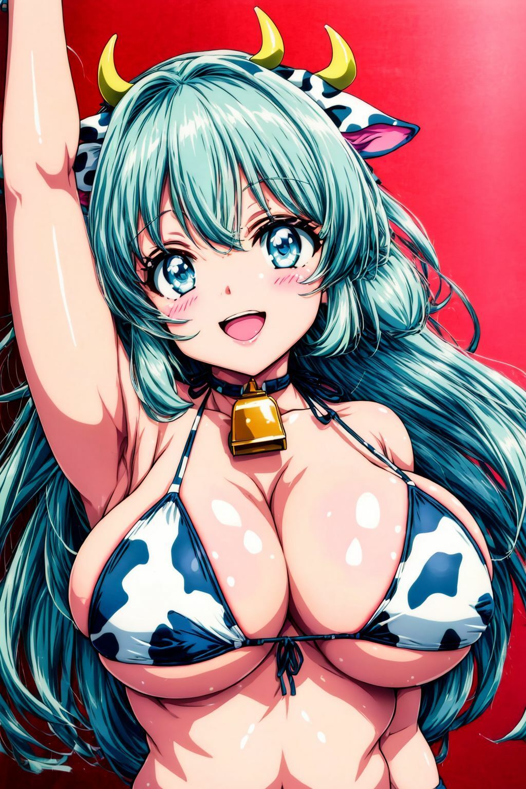 サンプル画像3:牛柄ビキニの水着美少女AIイラスト集※アニメ(AIイラスト冒険者) [d_277972]