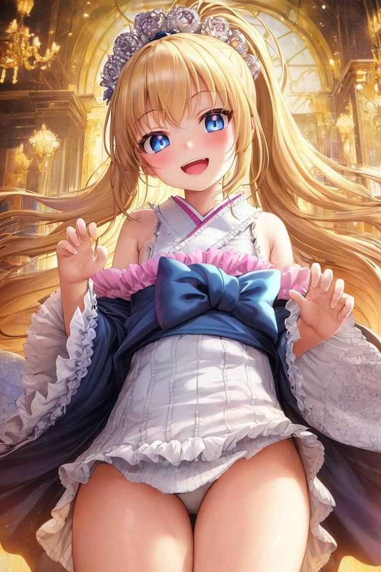 サンプル画像1:無邪気な金髪着物っ娘が超ビ〇チだった件(画楽多AI  X) [d_278121]