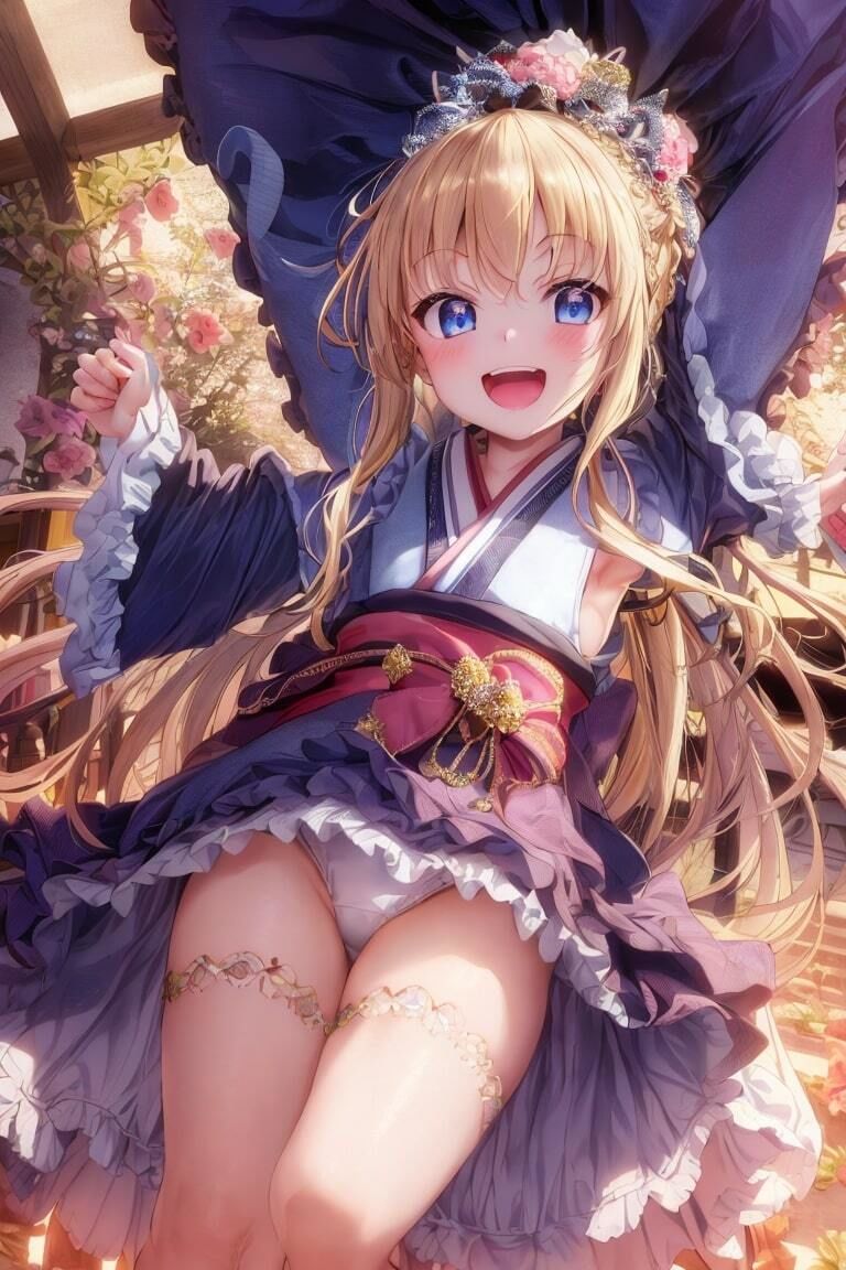 サンプル画像2:無邪気な金髪着物っ娘が超ビ〇チだった件(画楽多AI  X) [d_278121]