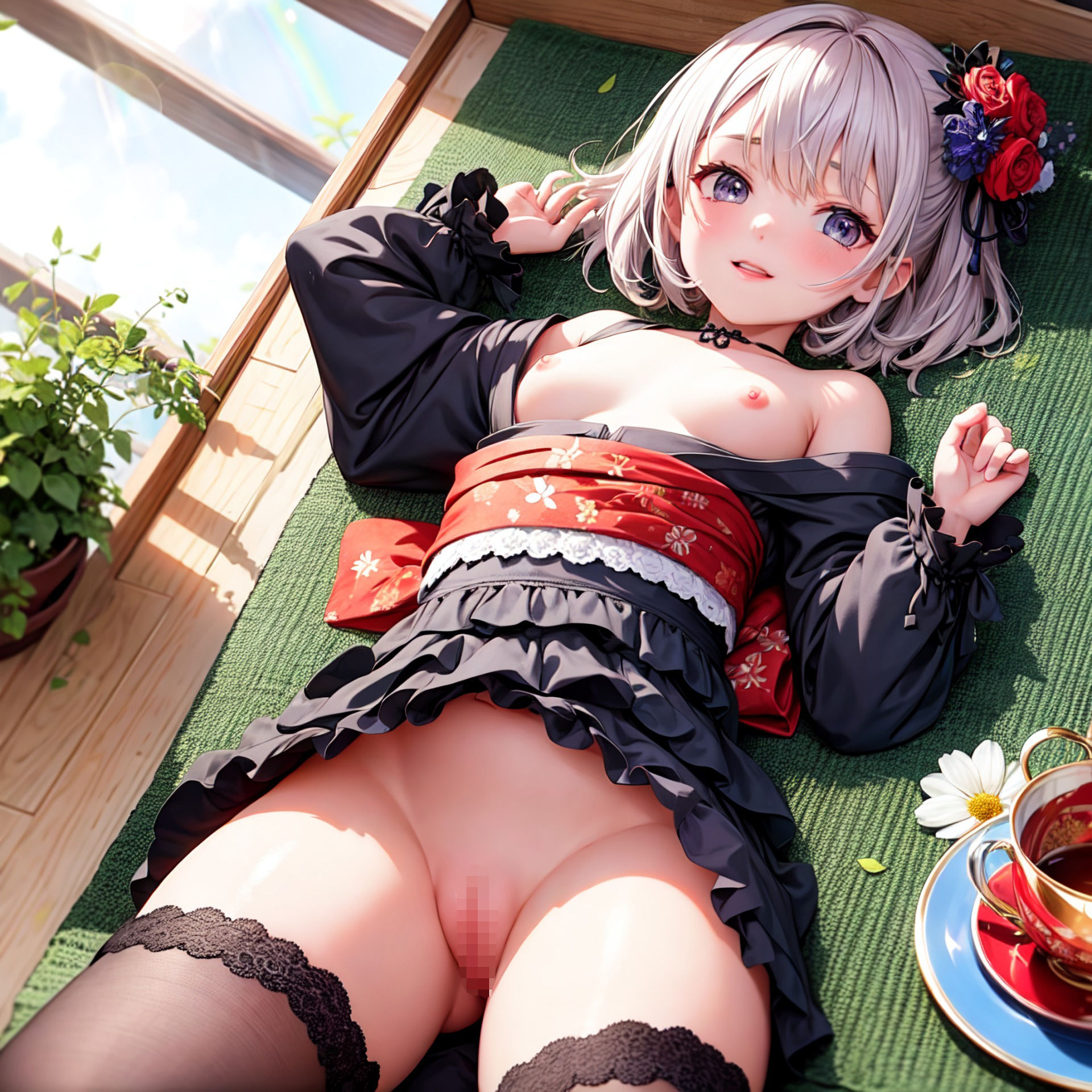 サンプル画像1:【AI作品】和風ゴスロリっ娘(緑のおっさん) [d_278431]