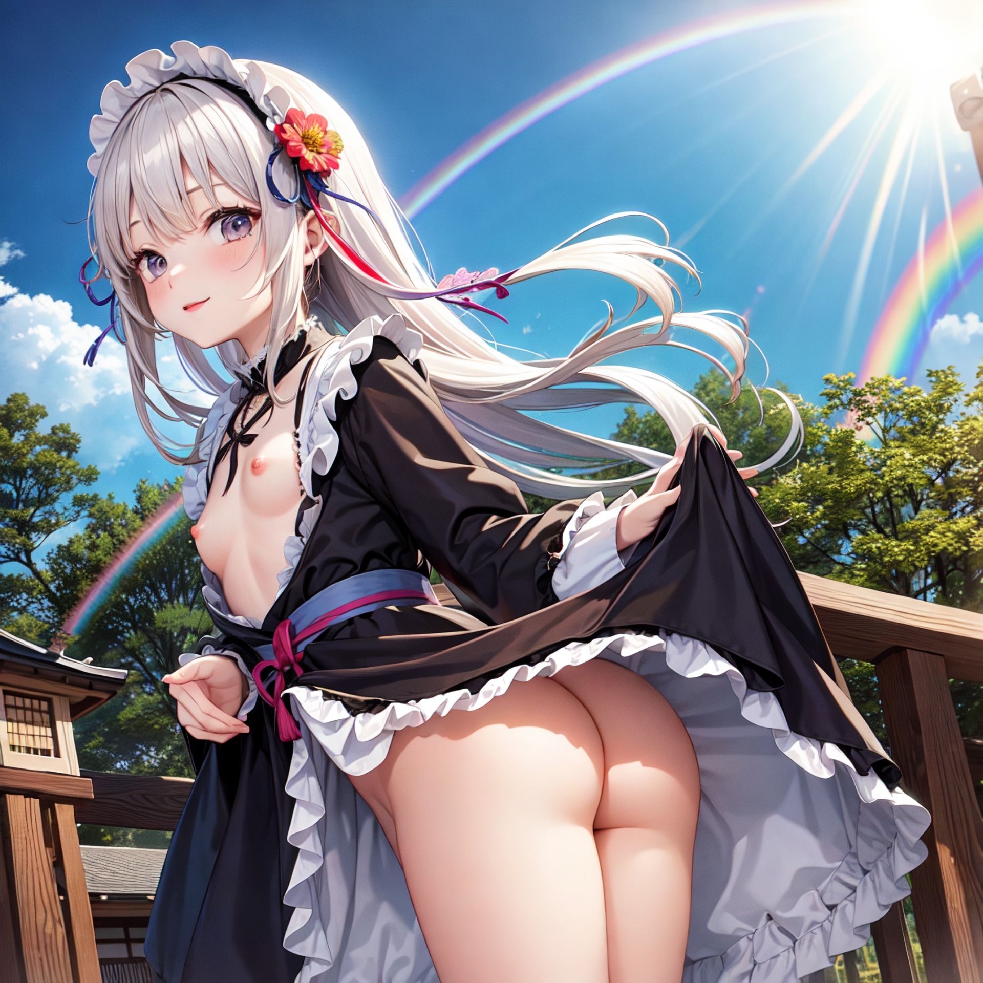 サンプル画像3:【AI作品】和風ゴスロリっ娘(緑のおっさん) [d_278431]