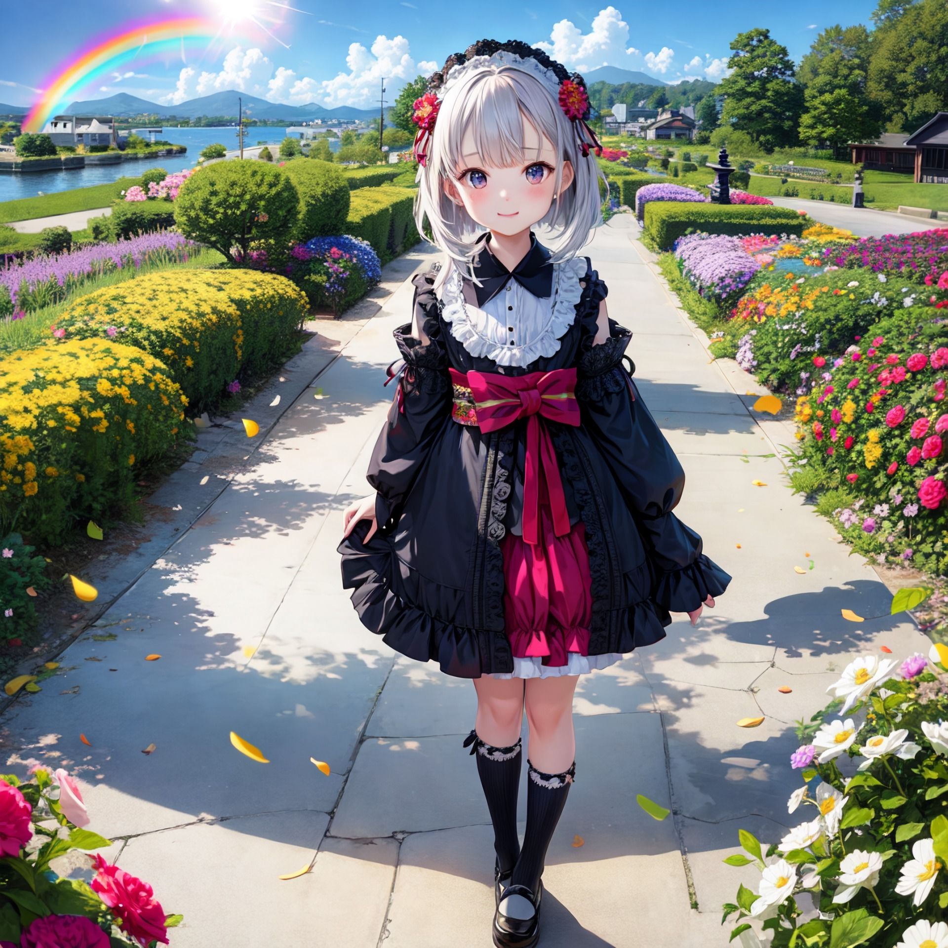 サンプル画像6:【AI作品】和風ゴスロリっ娘(緑のおっさん) [d_278431]