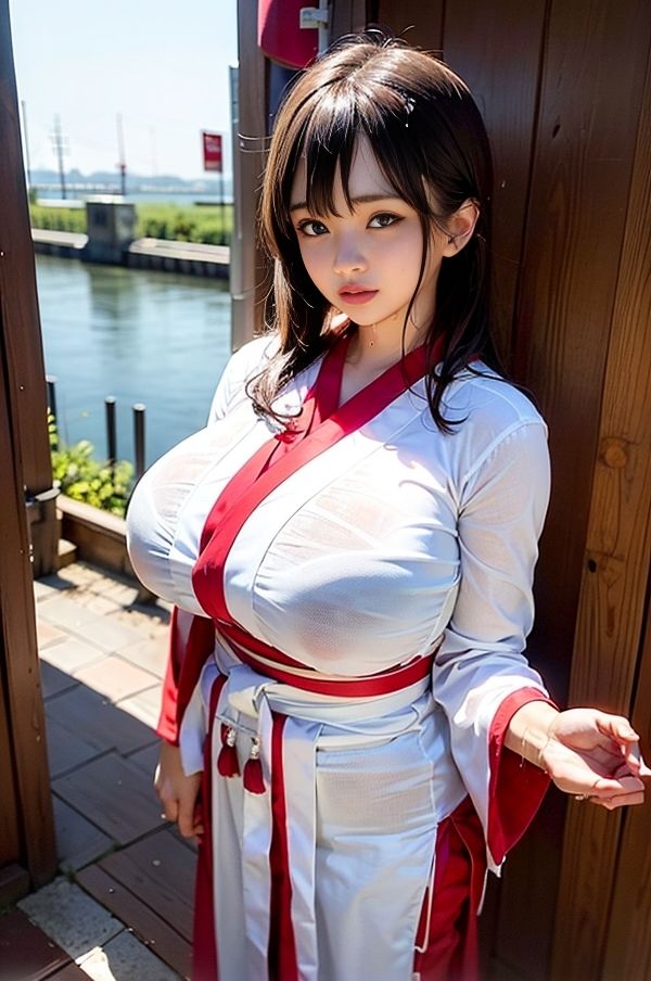 サンプル画像6:爆乳えっちな巫女さんと雨宿り(AIUEOEKAKI) [d_278460]