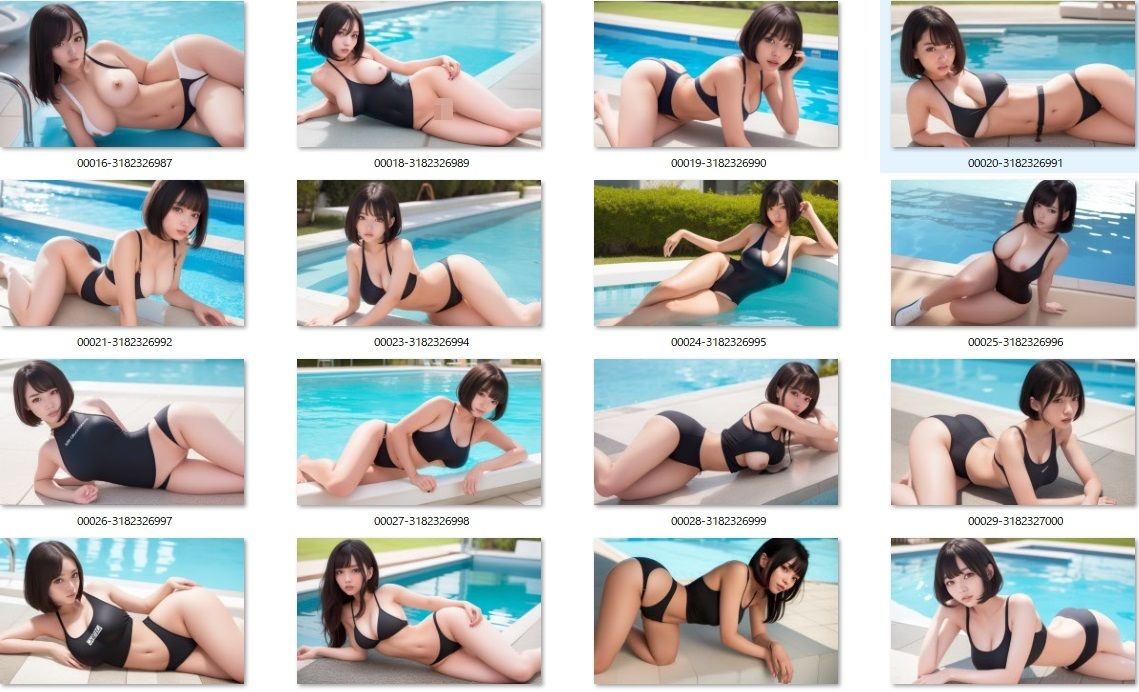 サンプル画像2:水着女性 AI生成 CG集(宿題見せて) [d_278682]