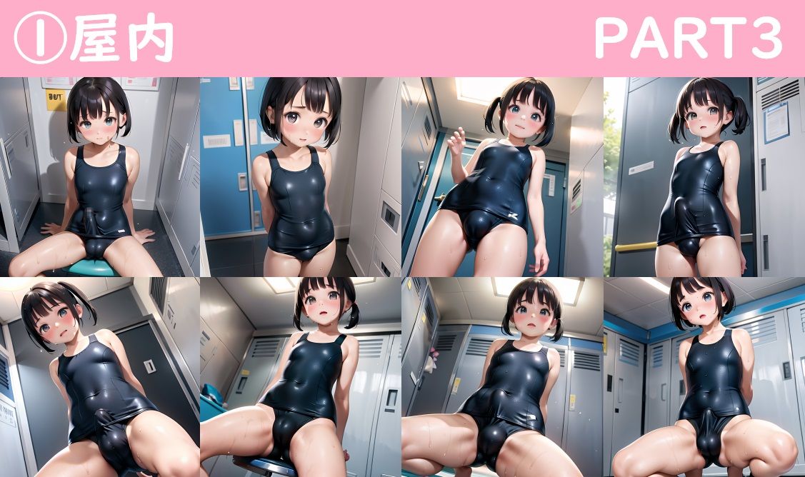 サンプル画像4:スク水を着た男の娘達のおちんちんもっこり画像集(ロリショタ研) [d_278842]