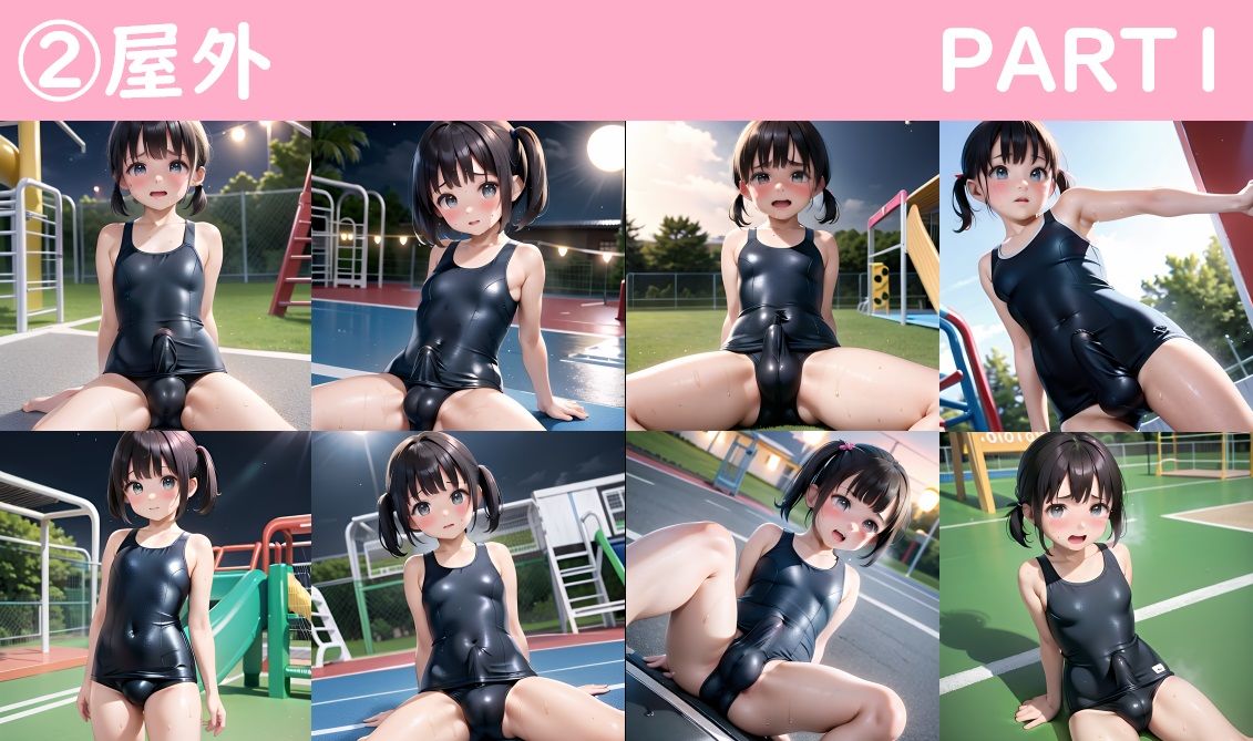 サンプル画像5:スク水を着た男の娘達のおちんちんもっこり画像集(ロリショタ研) [d_278842]