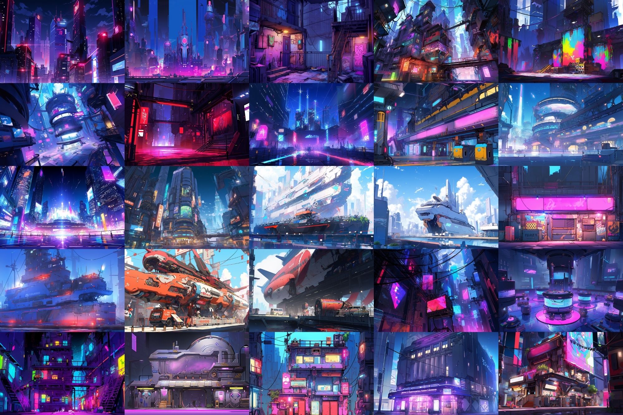 サンプル画像4:【繊細芸術的サイバーパンク背景】著作権フリーの高解像度画像（100枚）(Game Material Store) [d_279620]