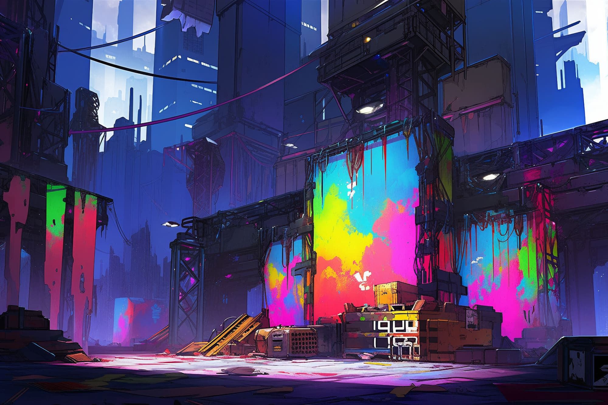 サンプル画像6:【繊細芸術的サイバーパンク背景】著作権フリーの高解像度画像（100枚）(Game Material Store) [d_279620]