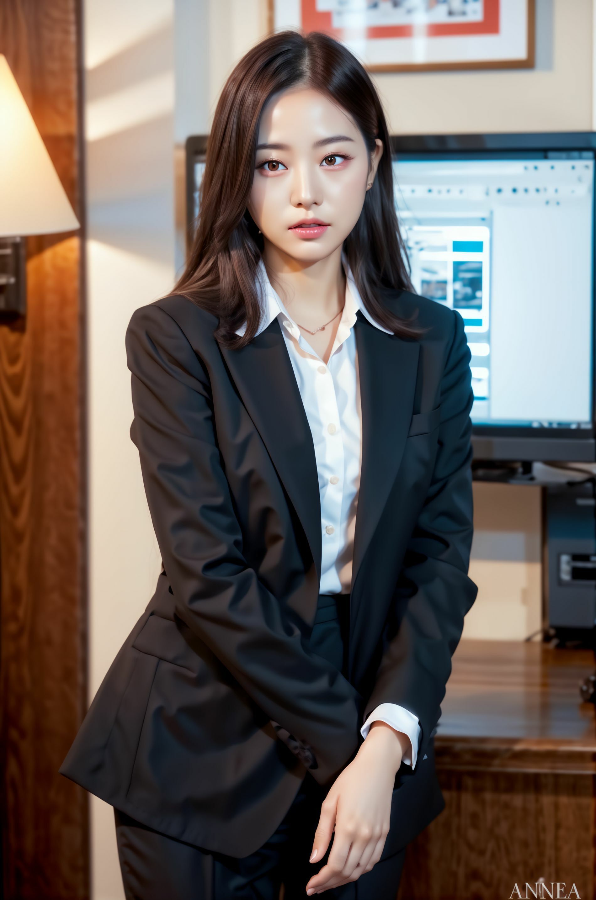 サンプル画像1:『オフィスで見せない女上司の夜の顔』妄想AI美女イラスト集vol.5 オフィスラブ OL 満載(妄想AIグラビア出版) [d_280133]