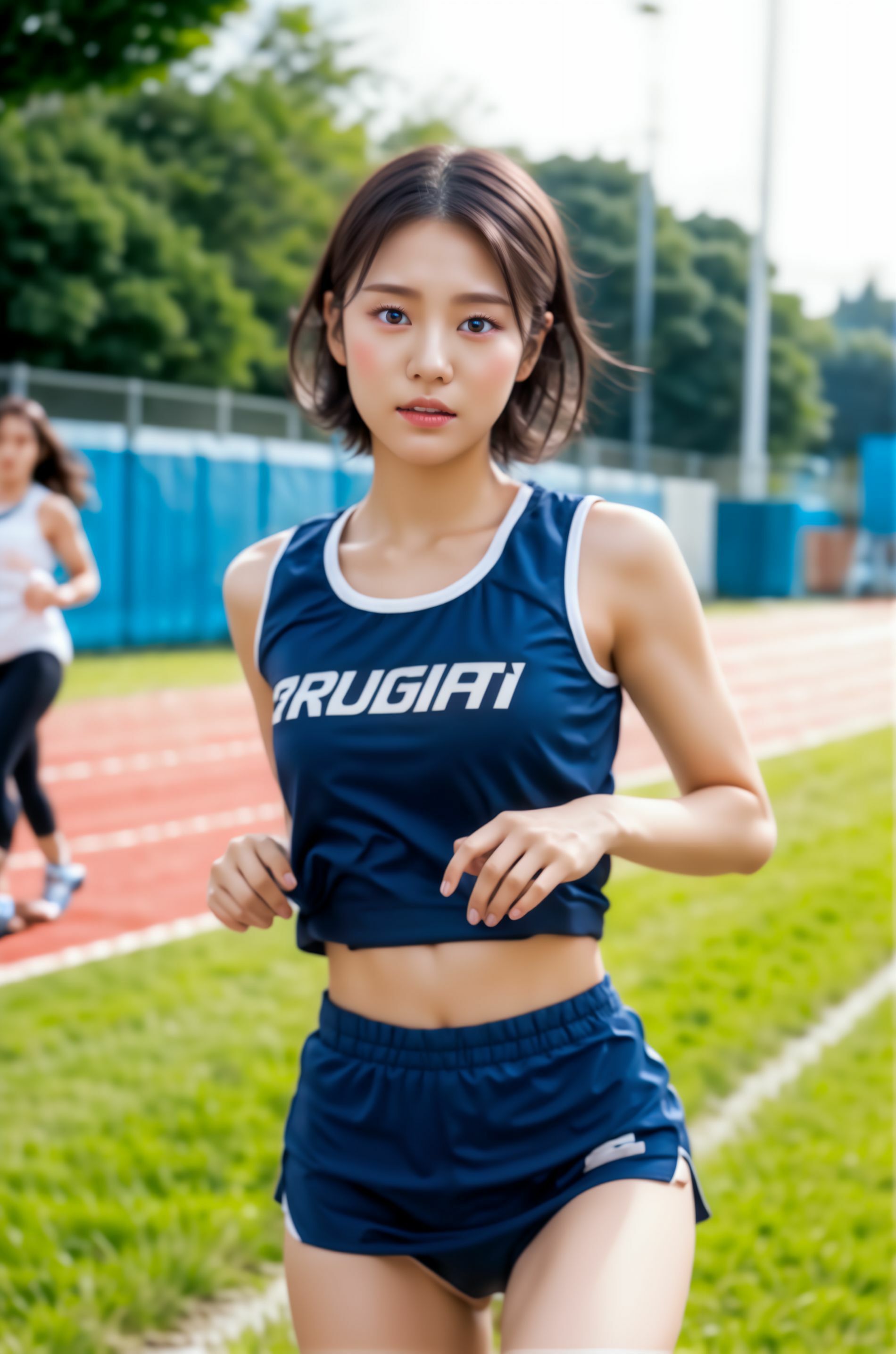 サンプル画像5:『汗と水着とスポーツと私』妄想AI美女イラスト集vol.3 陸上 水泳 満載(妄想AIグラビア出版) [d_280135]