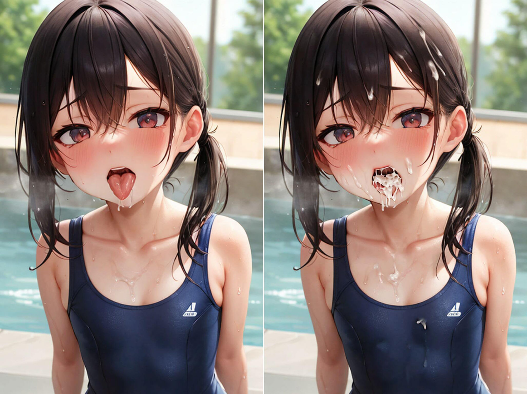 サンプル画像1:スク水少女にぶっかける(AI画像館) [d_280476]