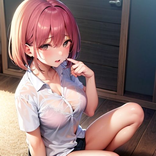水に濡れたシャツから透けるブラ