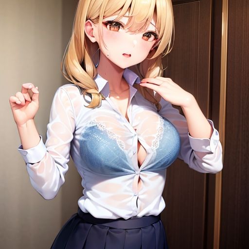 水に濡れたシャツから透けるブラ