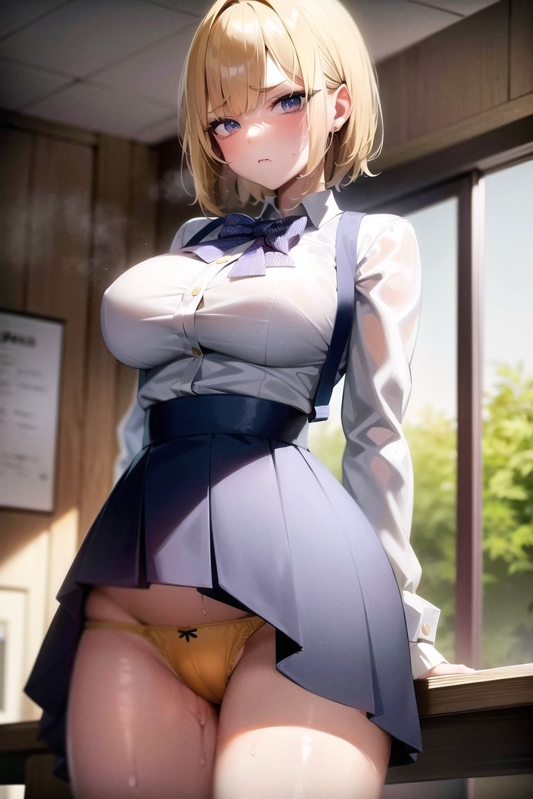 サンプル画像3:生意気な金髪ギャルの弱みを握っておパンツを見せてもらった件(AI活) [d_280620]