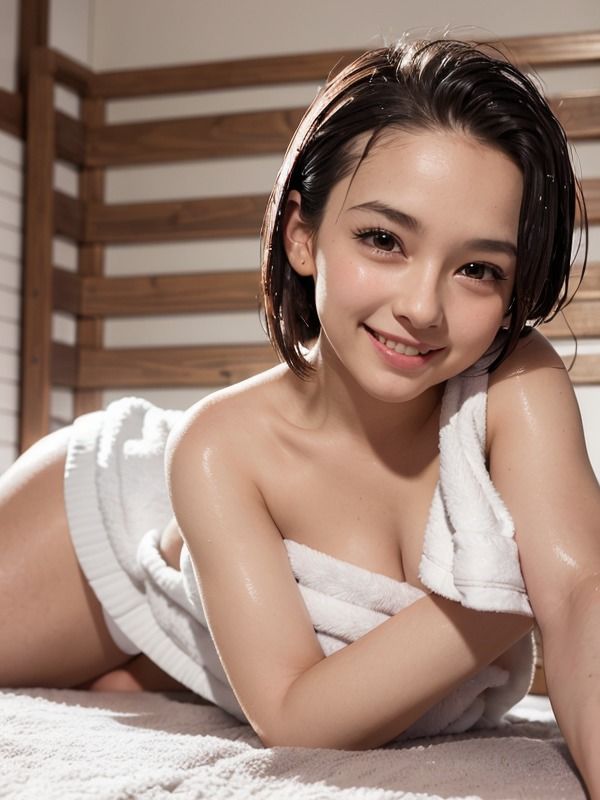 サンプル画像2:【54枚】AIグラビア画像集 風呂上がりの濡れ髪タオル美女(AI出版の狸堂) [d_280645]