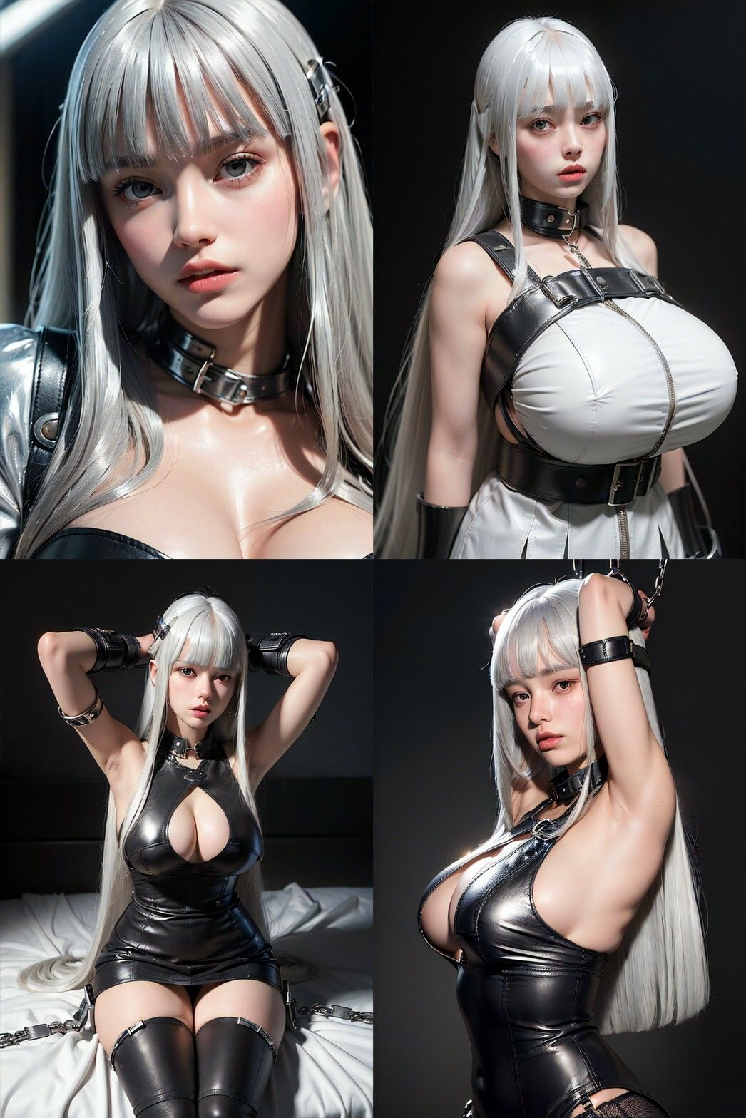 サンプル画像1:ボンデージ写真館 銀髪ロング編(AIグラビア出版「AI DOOLs」) [d_280938]