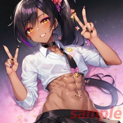 サンプル画像5:【AI】黒ギャル男の娘のイラスト集(AIと平和) [d_280979]