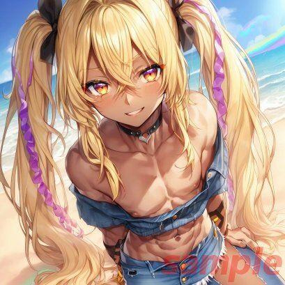 サンプル画像6:【AI】黒ギャル男の娘のイラスト集(AIと平和) [d_280979]