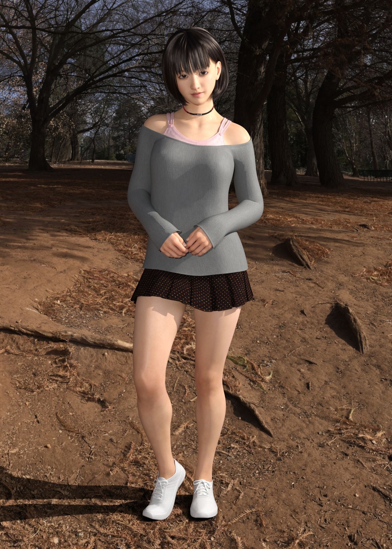 サンプル画像1:気のいいボブヘア女の露出(rise3D) [d_281254]