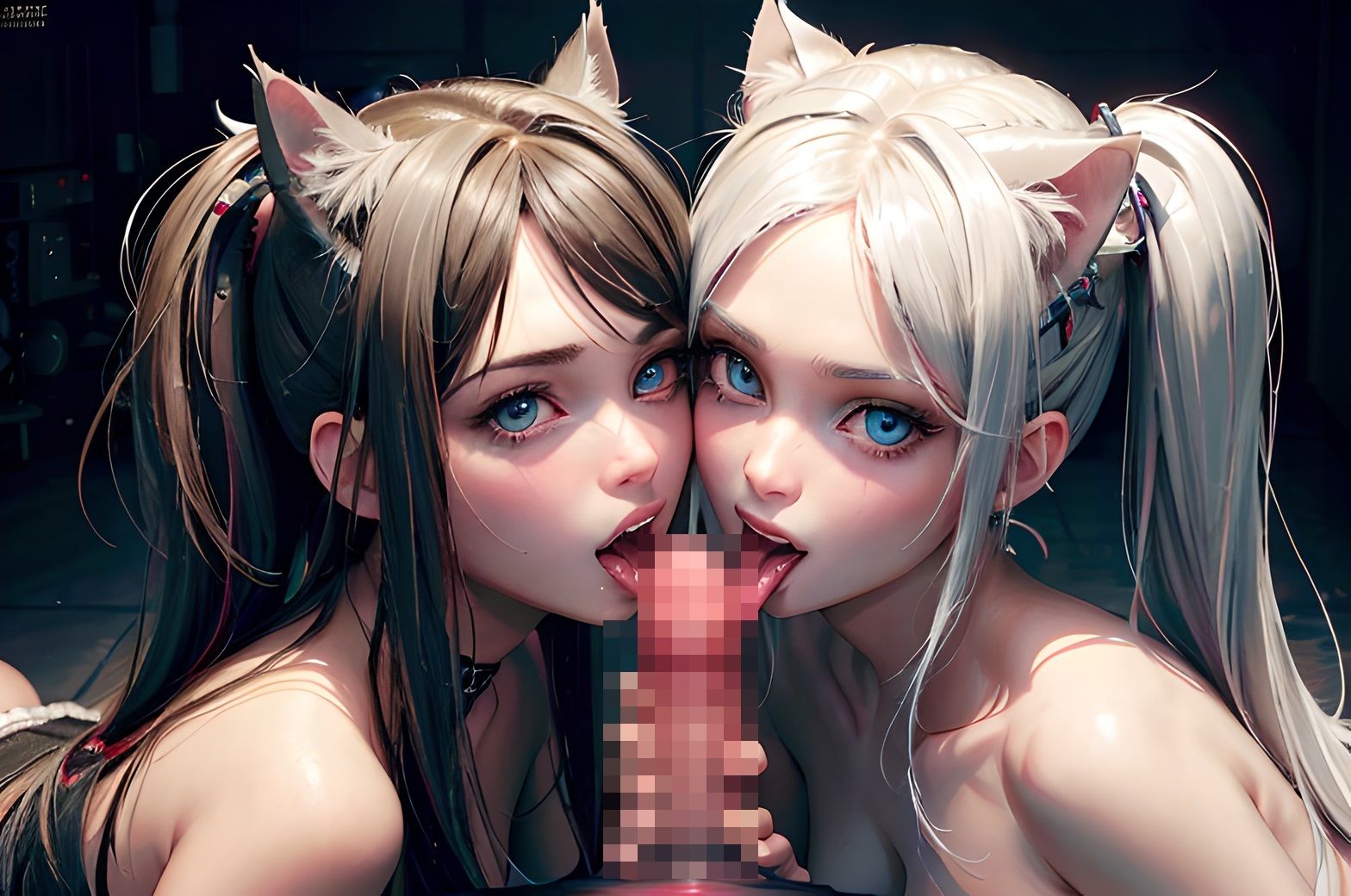 サンプル画像2:【AIイラスト】異世界ハーレムフェラ （美女・サキュバス・猫耳・狐耳）(AI Studio あい) [d_281441]