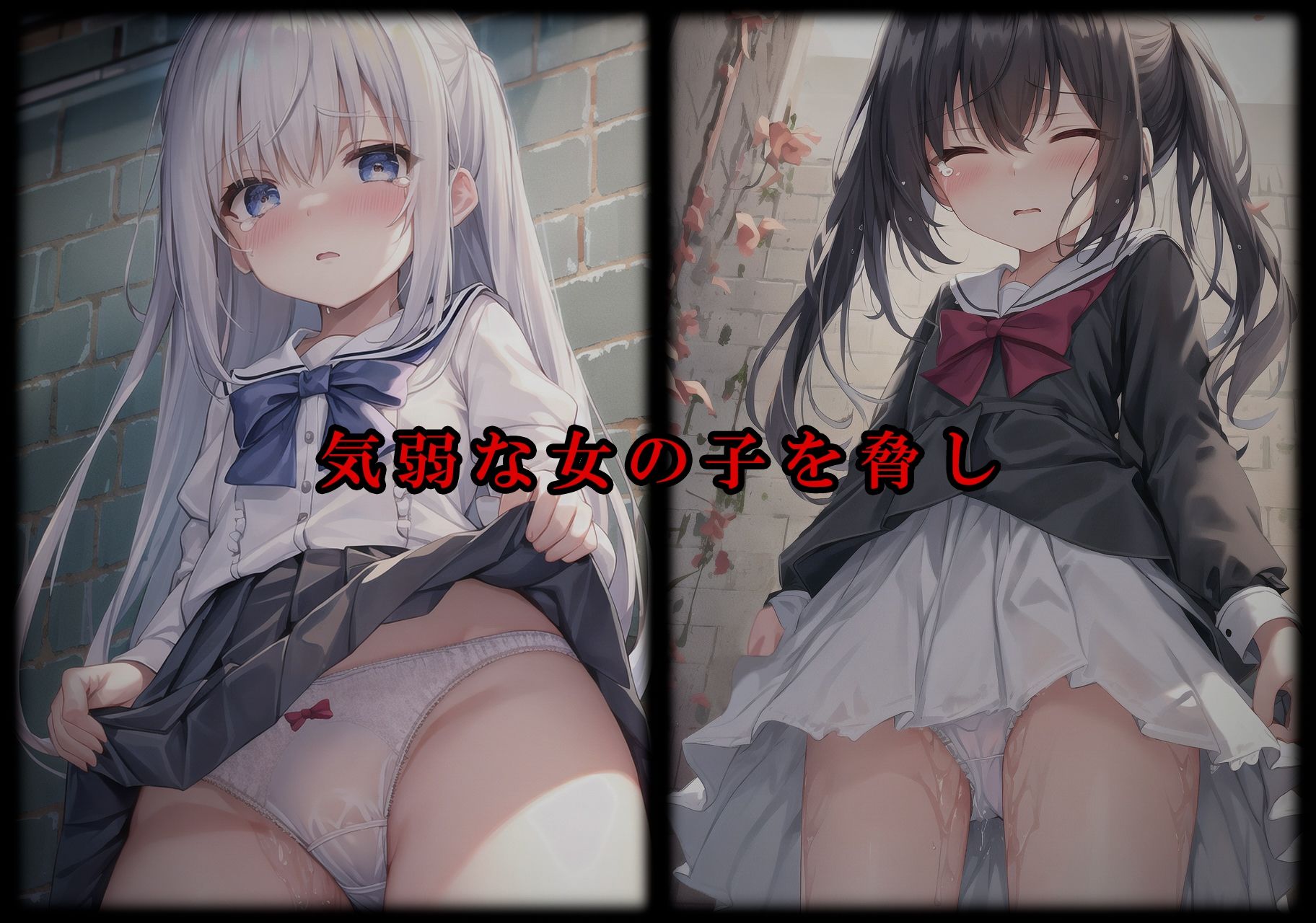 サンプル画像2:人気のない路地裏なら女の子のパンツ見たりナニしてもイける気がする(狼芝居) [d_281697]