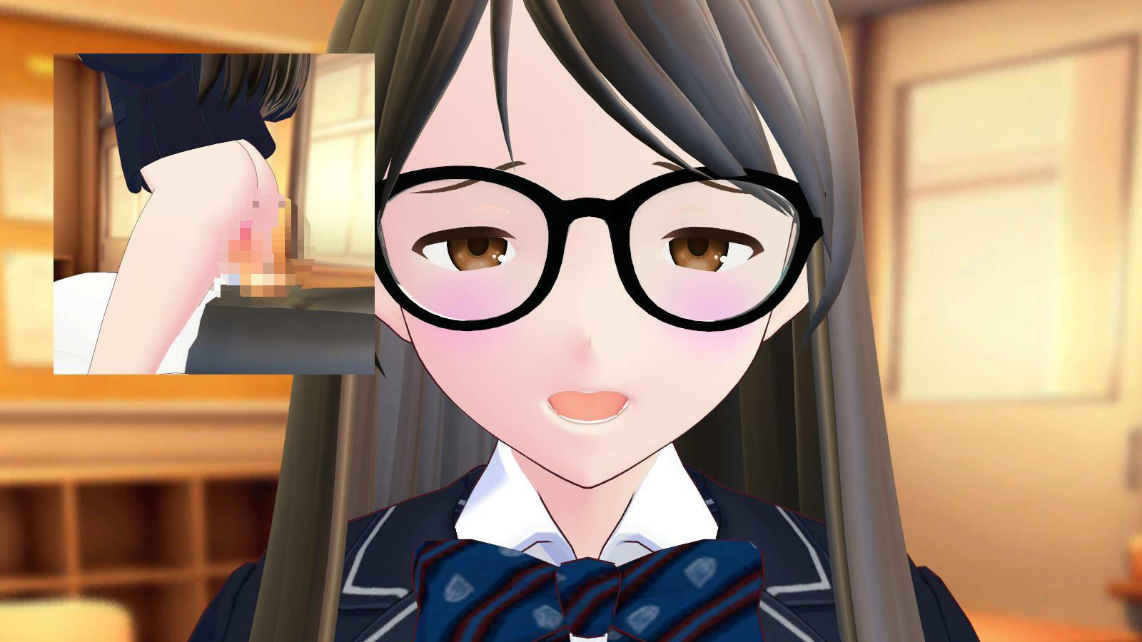 サンプル画像1:放課後の教室で着衣セックス配信するメガネ女子！(乳揺れ愛好会) [d_281905]