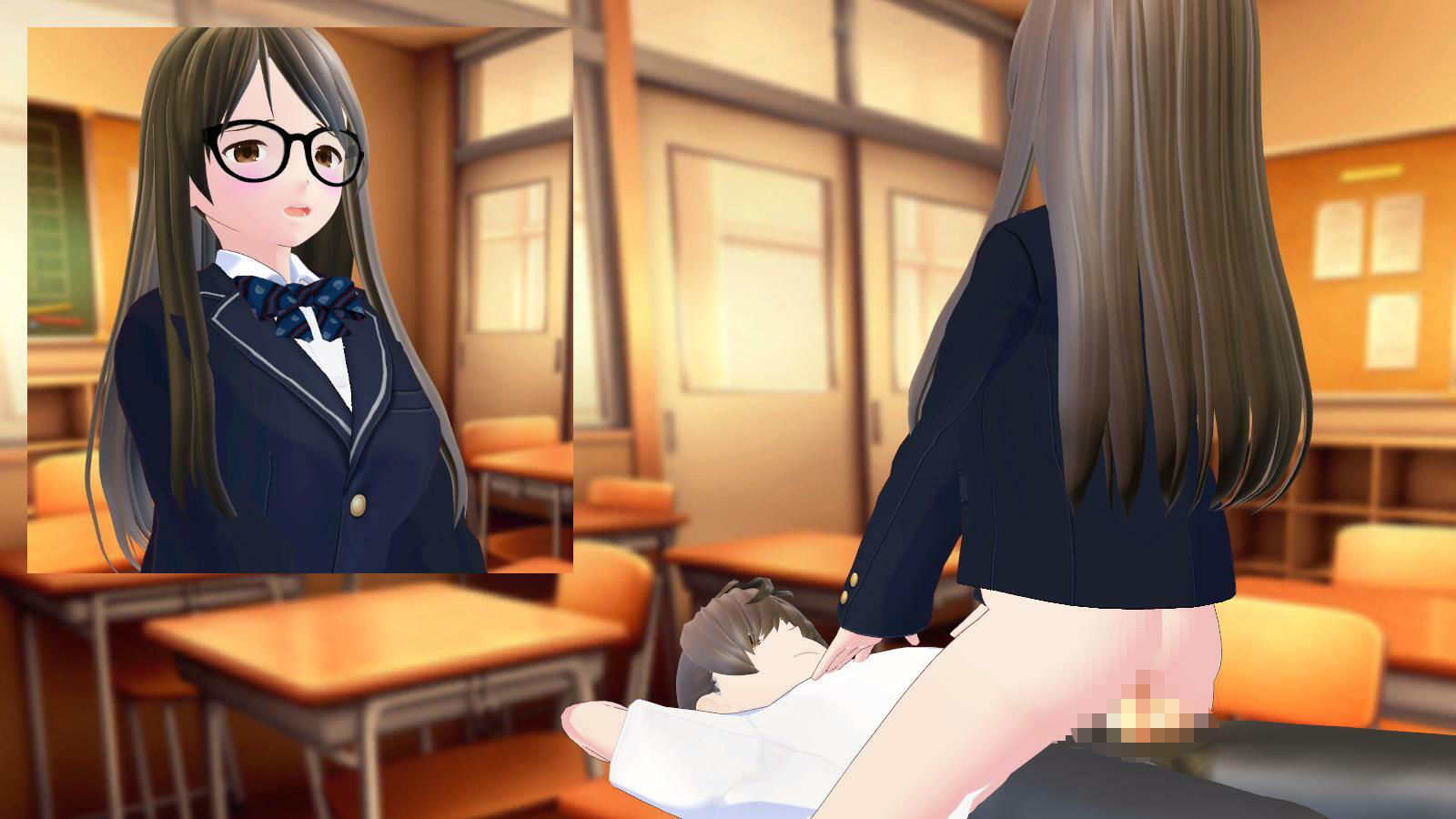 サンプル画像6:放課後の教室で着衣セックス配信するメガネ女子！(乳揺れ愛好会) [d_281905]