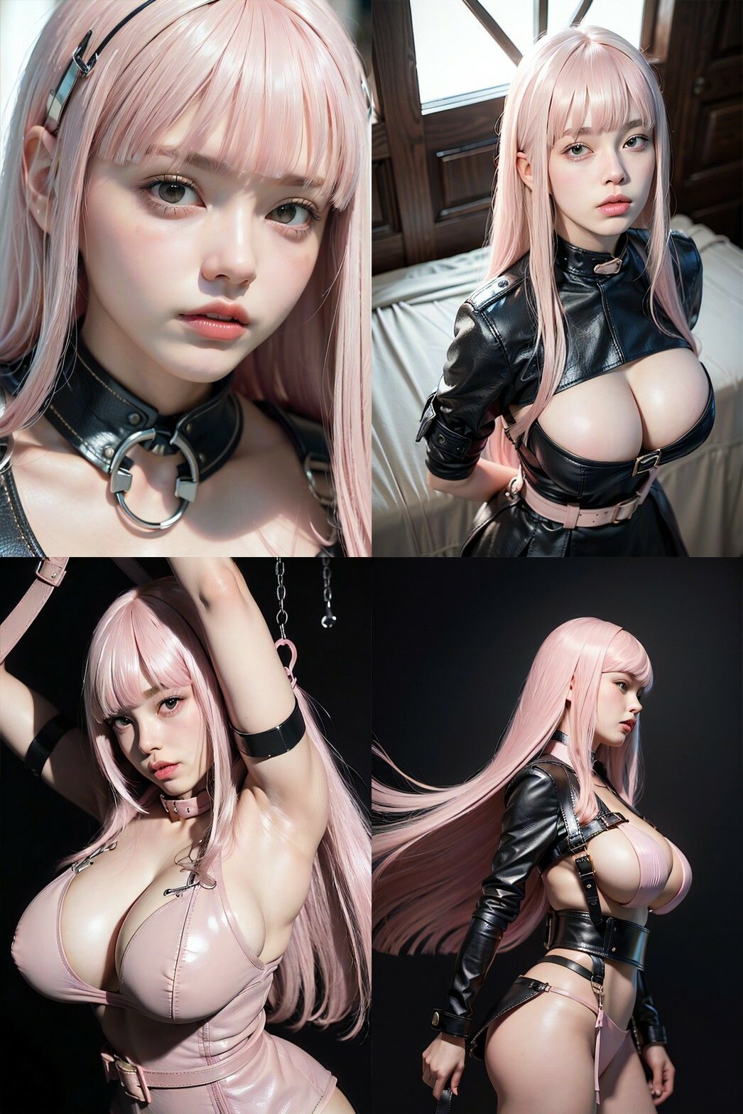 サンプル画像1:ボンデージ写真館 ピンク髪ロング編(AIグラビア出版「AI DOOLs」) [d_281942]