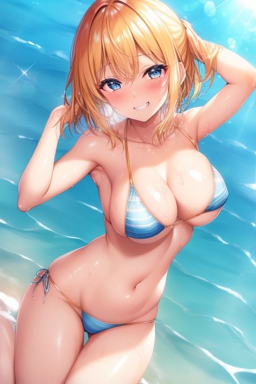 サンプル画像2:【夏だ！海だ！水着ギャルだ！！】水着ギャルJKたちのエッチなエロエロ画集！腋見せ、おっパイ、ポロリあり！(アップルぶちょー) [d_282211]