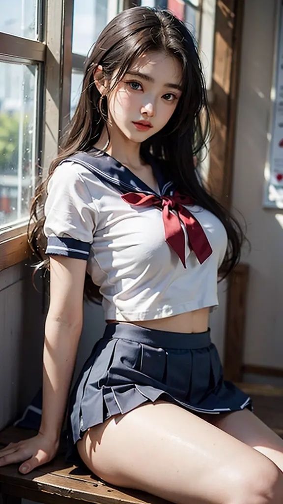 サンプル画像6:AIで巨乳美女を作ったらエロすぎた（制服はお好きですか？）(AI Beauty) [d_282755]