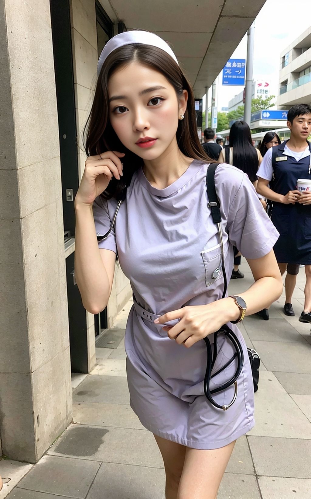 サンプル画像4:街角の輝くナースたち 133枚 ［AI美人写真集］(AI世界出版社) [d_283446]