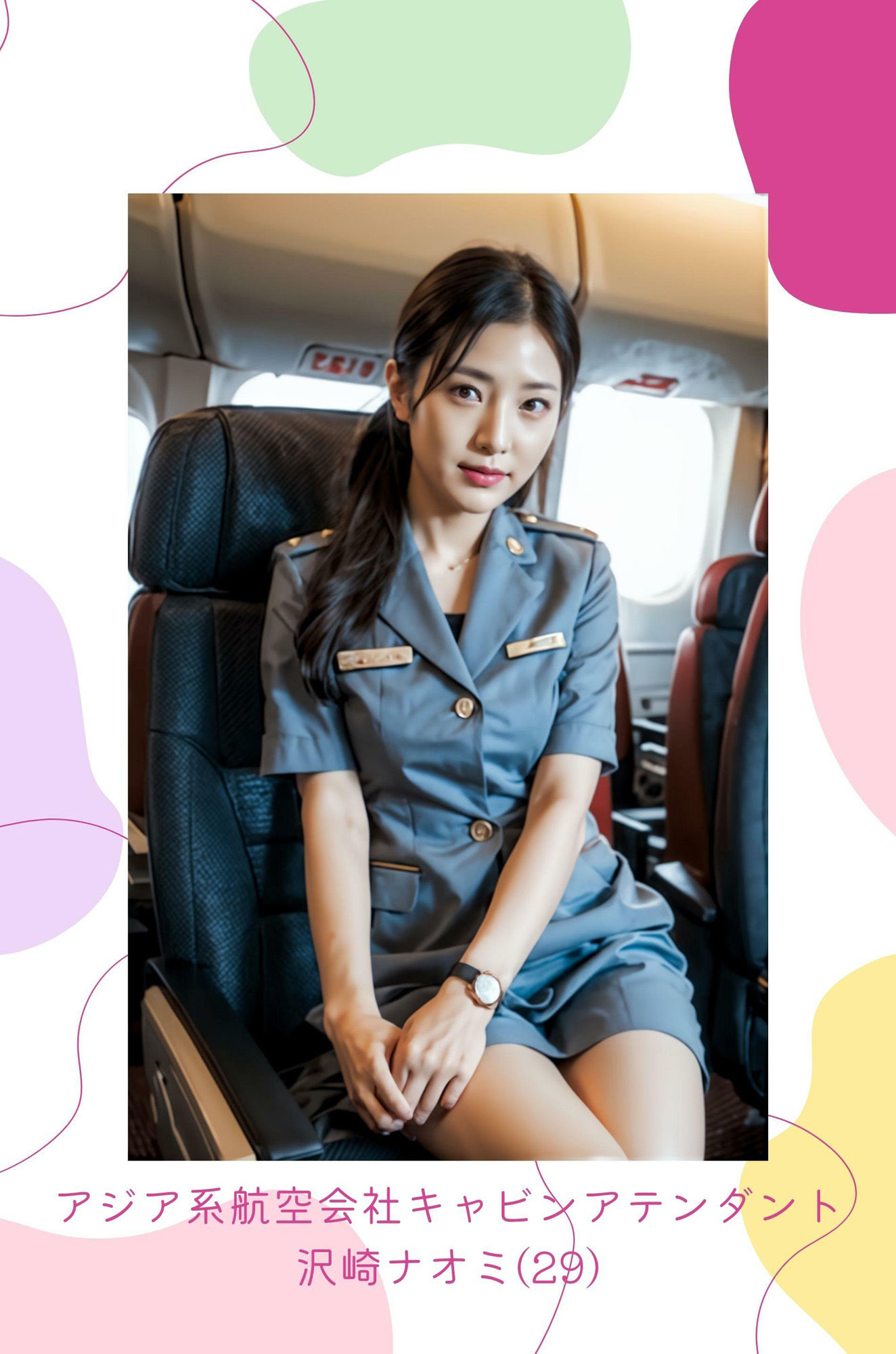 サンプル画像2:8人のキャビンアテンダント、着衣の羞恥 CA 私だってムラムラするんだから 妄想AI美女イラスト集vol.4 制服 おっぱい 満載(妄想AIグラビア出版) [d_283504]