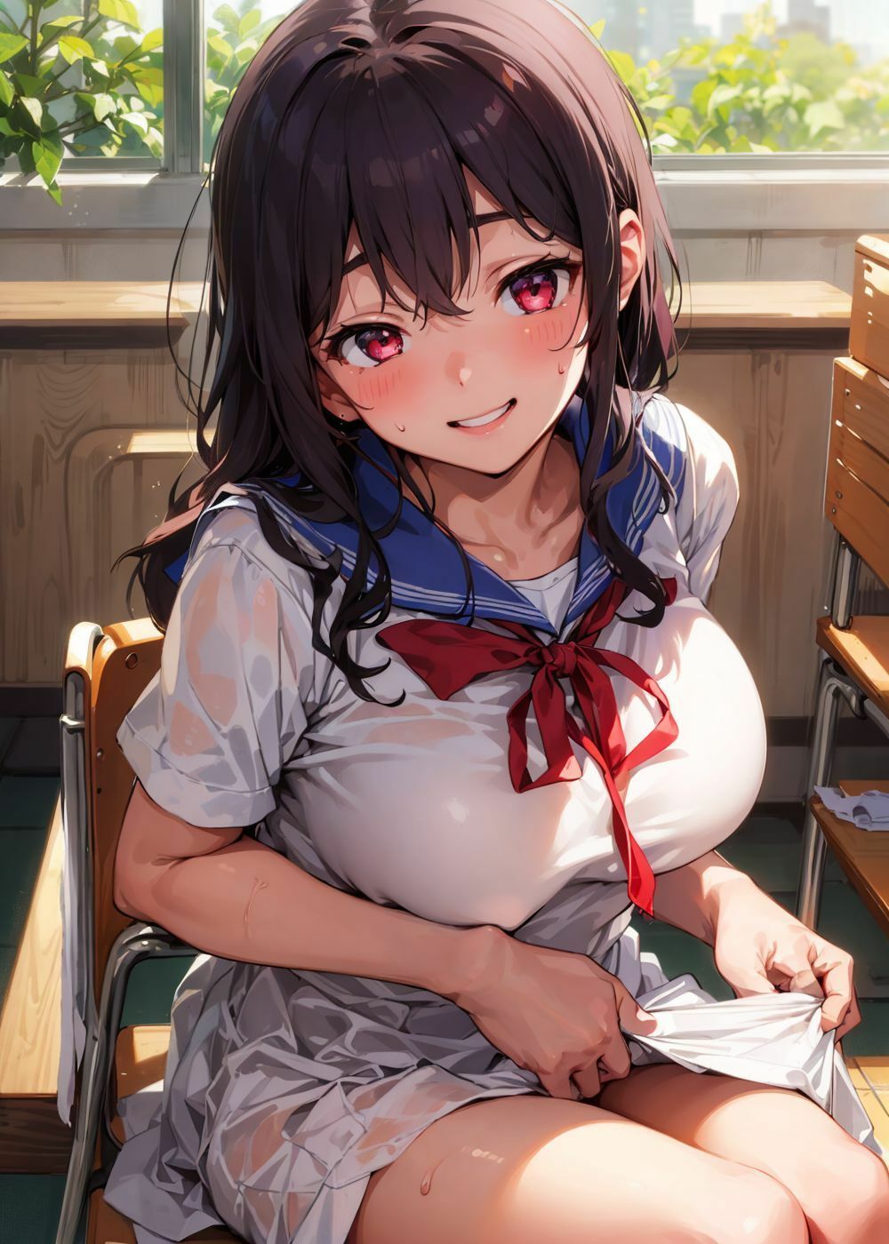 サンプル画像2:【厳選】JK制服イラスト集part2【AIイラスト集】(厳選さん) [d_283653]