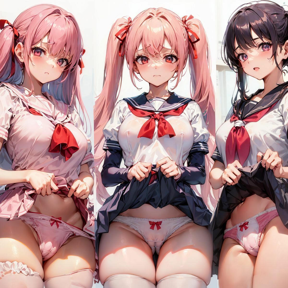 サンプル画像1:【厳選】JK制服イラスト集part3たくし上げパンツ編【AIイラスト集】(厳選さん) [d_283668]