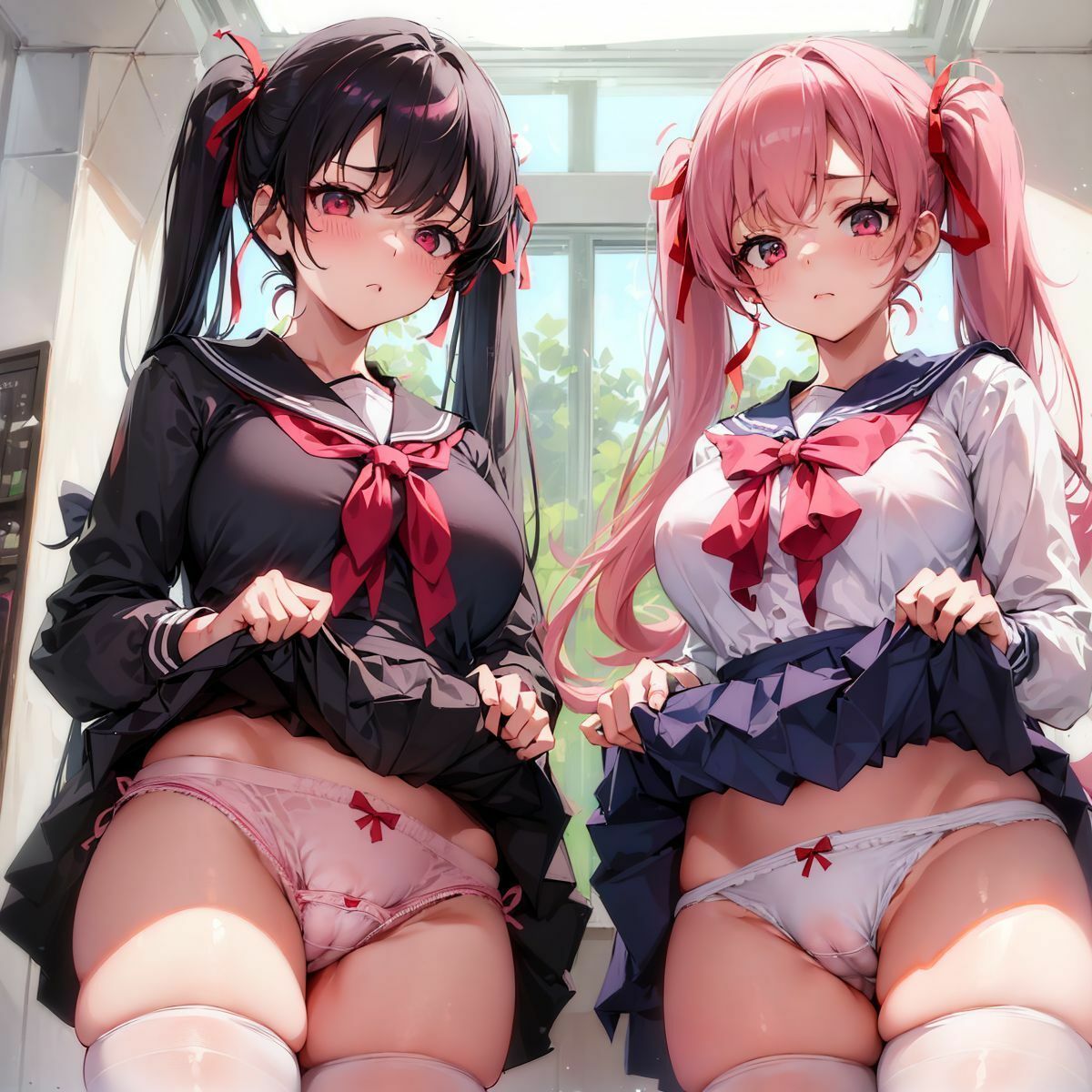 サンプル画像2:【厳選】JK制服イラスト集part3たくし上げパンツ編【AIイラスト集】(厳選さん) [d_283668]