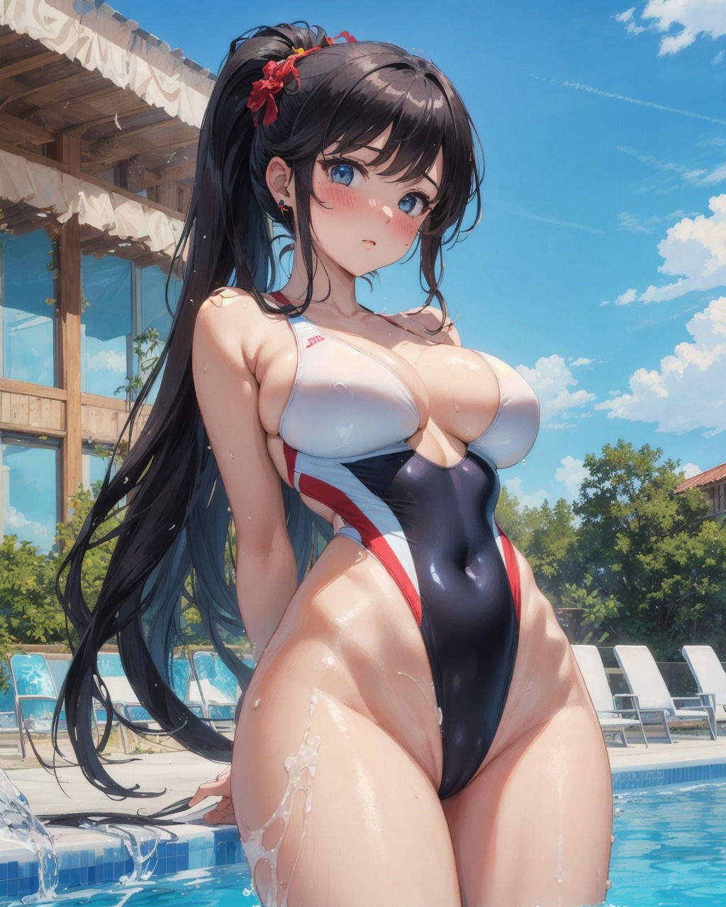 サンプル画像1:競泳水着で挑発M字開脚 幼馴染編 （221枚）(RB26_M字開脚専門) [d_284328]