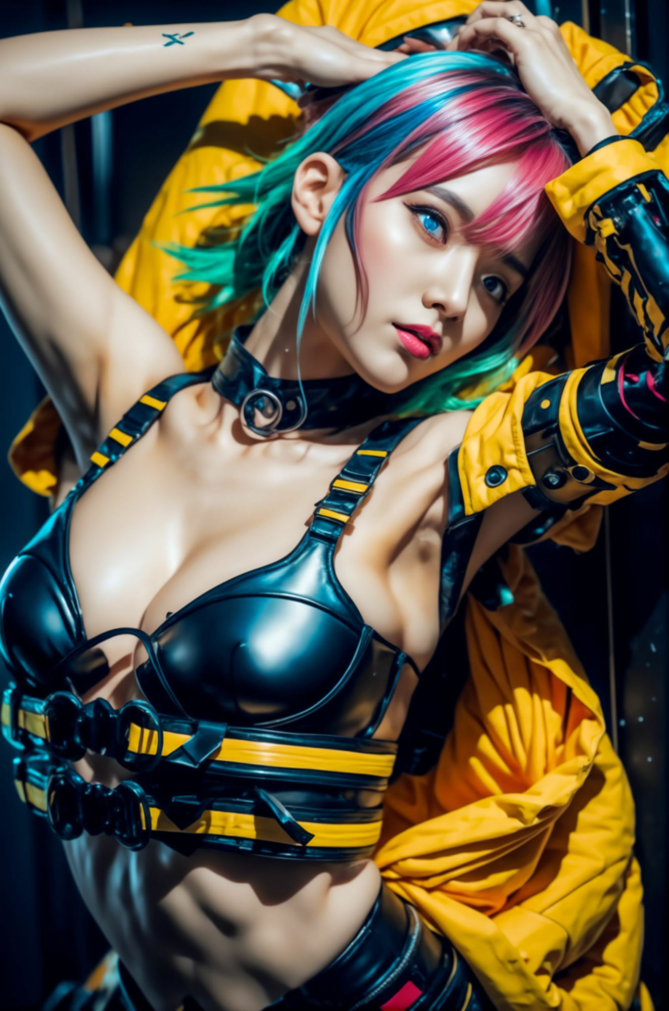 サンプル画像1:私、エッチな魔改造されちゃった…サイバーパンクなカノジョ 艶やか8色 〜妄想AI美女イラスト集vol.8 制服 コスプレ 満載〜(妄想グラビア出版) [d_284332]