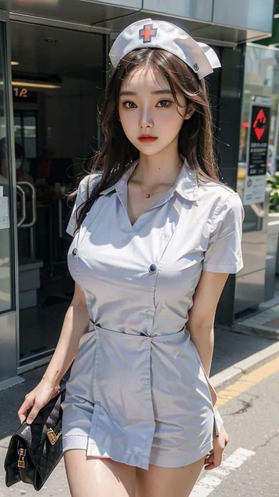 サンプル画像5:AIで巨乳美女を作ったらエロすぎた（ナースはお好きですか？）(AI Beauty) [d_284567]