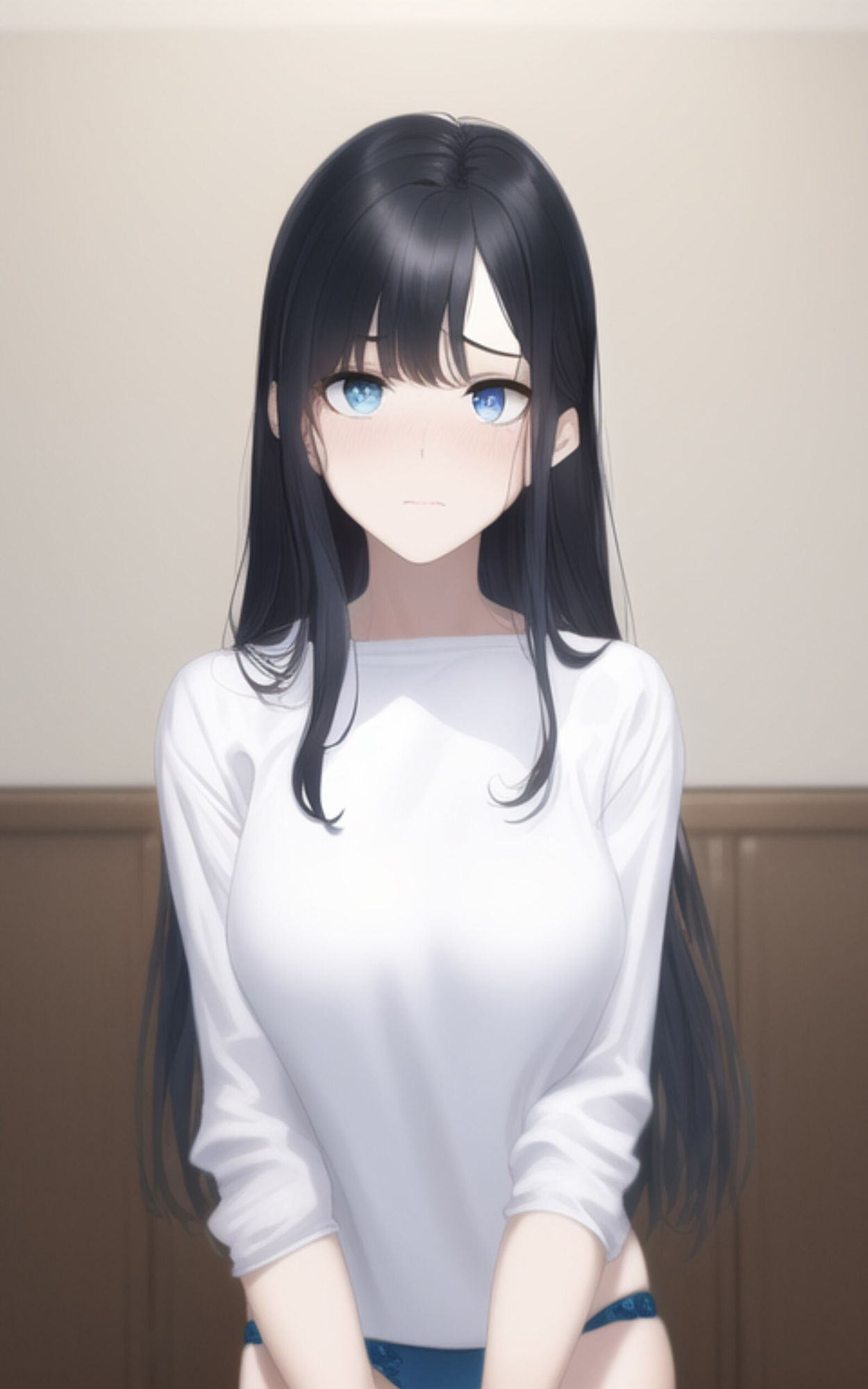 サンプル画像2:清楚で巨乳な美人女子校生とプールで遊んだ後に、ホテルで脱いでもらった。【AI妄想イラスト集】(おなにマン) [d_284736]