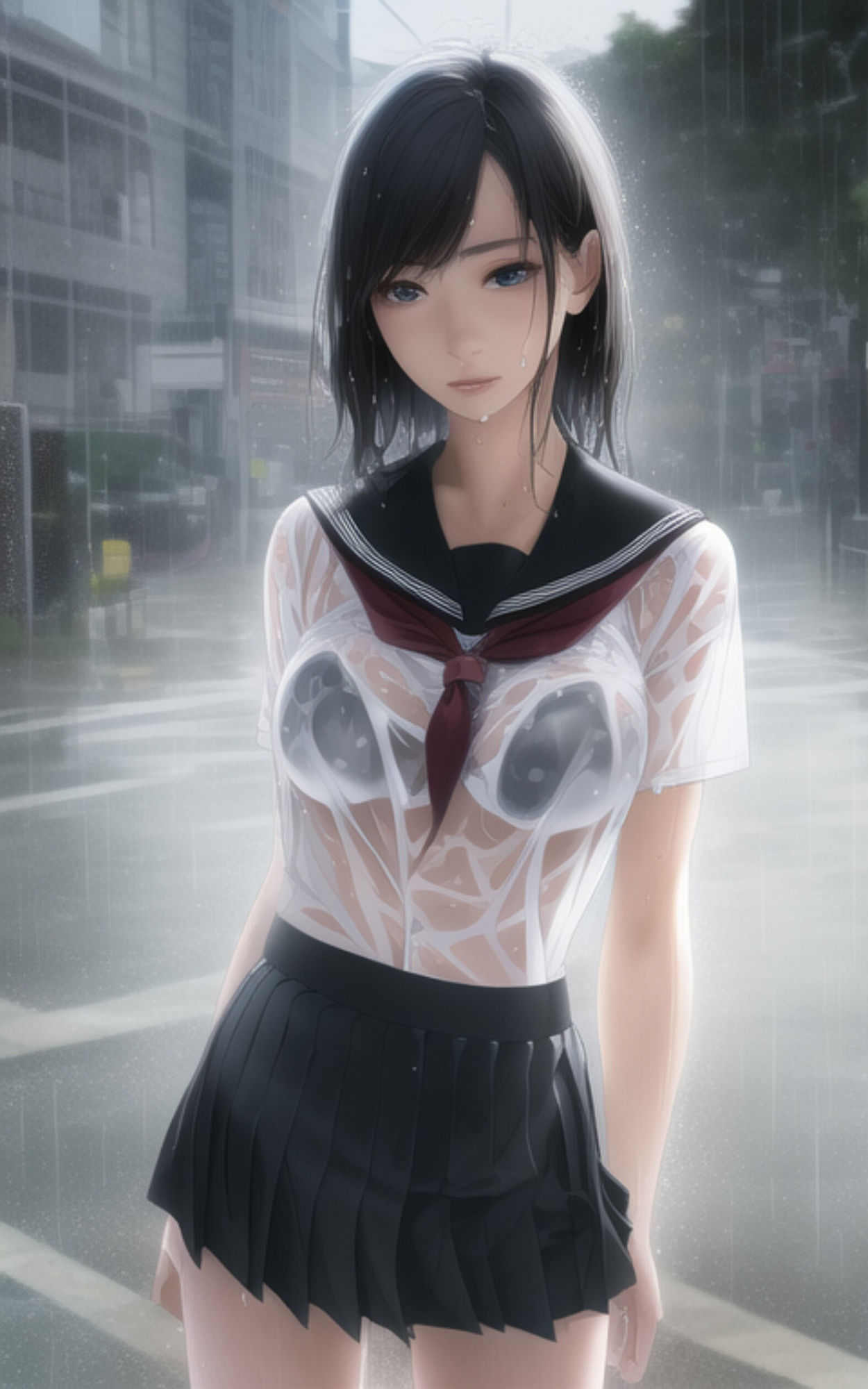 サンプル画像1:AI Fetich Album ＃10 びしょ濡れJK【AIグラビア写真集】(やなせ) [d_285024]