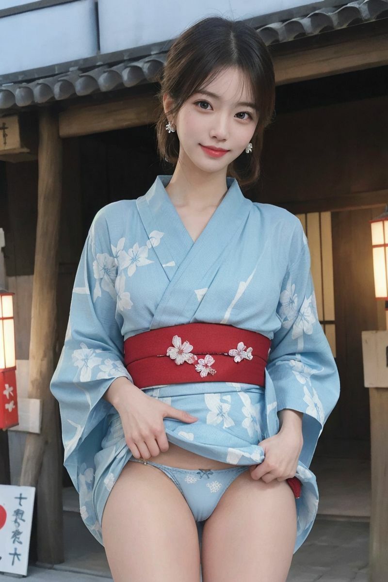 サンプル画像2:浴衣めくってくれますか？〜町中で露出する美女たち(秋野美女研究所) [d_285174]