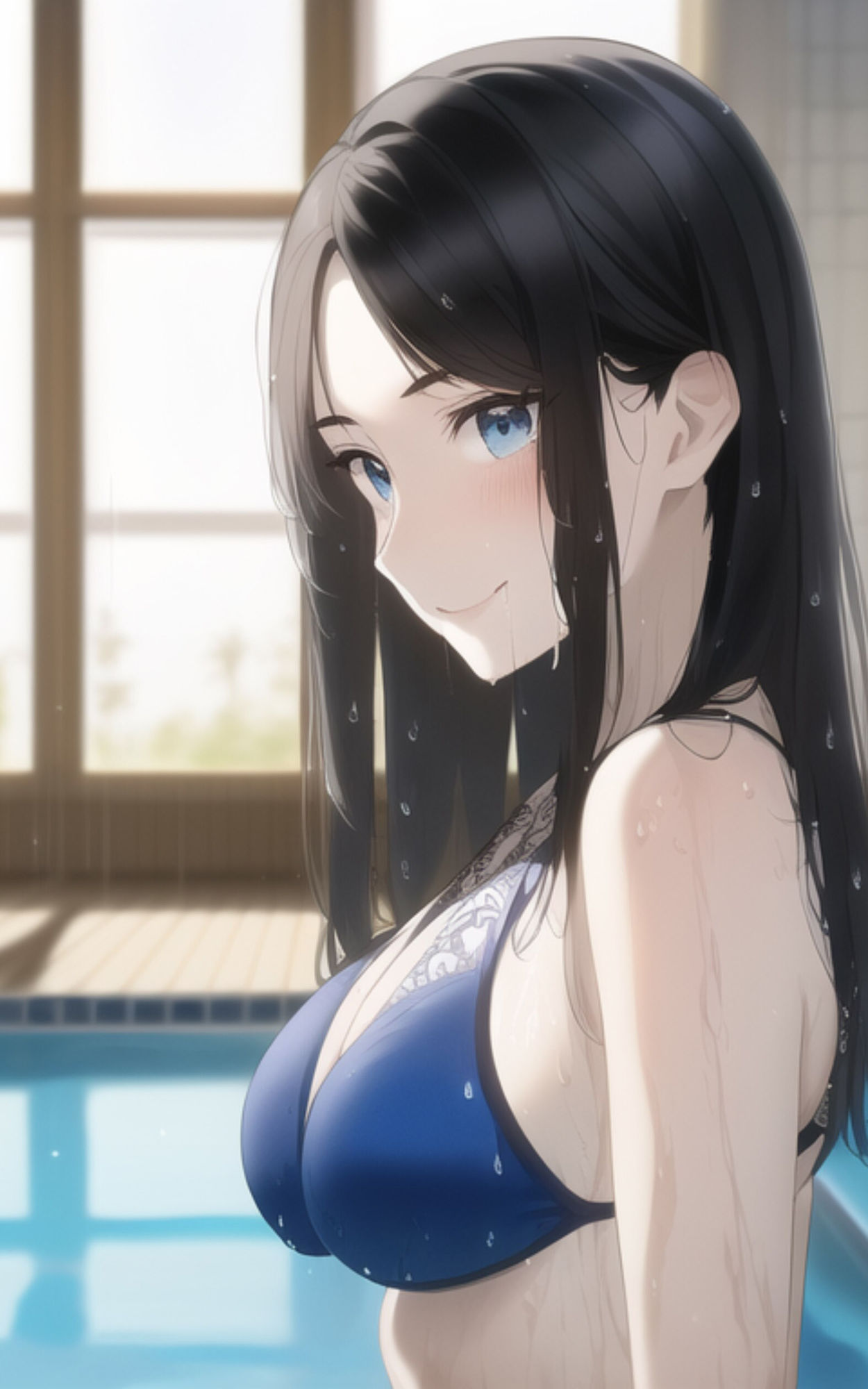 サンプル画像1:久しぶりに会った巨乳美女にセクシーなビキニを着せて、プールでデートする。(やなせ) [d_285368]